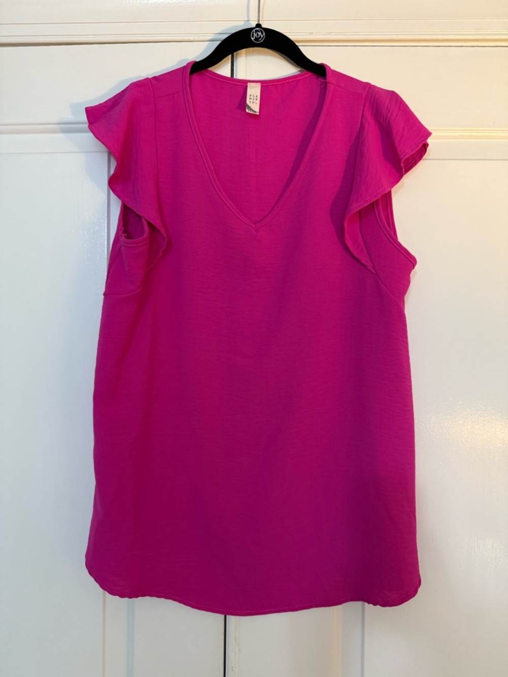 Women’s Fuchsia V-Neck Flutter Sleeve Top